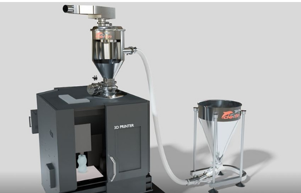 poudres métalliques, chargement imprimante avec convoyeur pneumatique