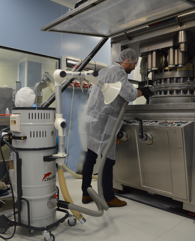 Recupero polvere, capsule e compresse nell'industria farmaceutica - Soluzioni Delfin tp